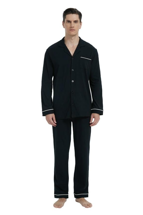 Mens Cotton Knit Sleepwear Matching Pajamas Set for Couple Loungewear,Sizes S to XXL