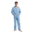 thumbnail image 1 of GLOBAL Mens Cotton Pajama Sets Long Sleeve Button Down Sleepwear Comfy Loungewear Soft Pjs Set Blue Geo Print 3XL, 1 of 7