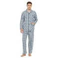 thumbnail image 1 of GLOBAL Mens Yarn Cotton Pajama Set, Long Sleeve Button Down PJ Set for Men Plaid Mens Sleepwear, Sizes S-XXL, 1 of 5