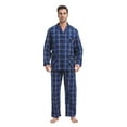 thumbnail image 1 of GLOBAL Mens Yarn Pajama Set 100% Cotton, Long Sleeve Button Down PJ Set for Men Plaid Men's Sleepwear, Sizes S-3XL, 1 of 5