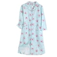 thumbnail image 1 of GLOBAL Pajama Nightgown for Women Long Sleeve Button Down Nightwear Boyfriend Nightdress 100% Cotton Sleepshirts Green Floral M, 1 of 3