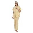 thumbnail image 1 of GLOBAL Women 100% Cotton Button Down Short Sleeve Top & Long Pants Summer Pajama Set with Pockets, 2-Piece, Sizes S to 3XL, 1 of 6