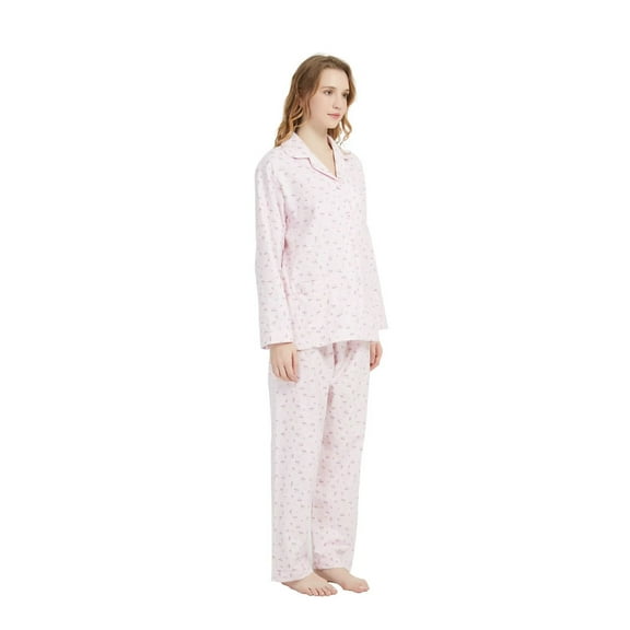 GLOBAL Women 100% Cotton Pajama Set Long Sleeve Pjs Button Down Comfy Nightwear