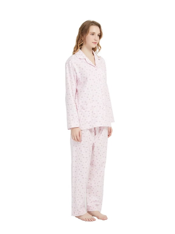Women 100% Cotton Pajama Set Long Sleeve Pjs Button Down Comfy Nightwear