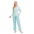 thumbnail image 1 of GLOBAL Women's Flannel Pajama Sets Knit Top Flannel Pants Sleepwear Long-Sleeve Top & Bottom, Size S-3XL, 1 of 5