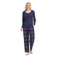 thumbnail image 1 of GLOBAL Women's Flannel Pajama Sets Knit Top Flannel Pants Sleepwear Long-Sleeve Top & Bottom, Size S-3XL, 1 of 5