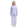 thumbnail image 1 of GLOBAL Womens 100% Cotton Notch Collar Pajama Set Homewear with Pockets, Spring & Summer, 2-Piece, Sizes S to 3X, 1 of 7