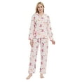 thumbnail image 1 of GLOBAL Womens 100% Cotton Notch Collar Pajama Set Homewear with Pockets, 2-Piece, Sizes M, 1 of 6