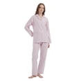 thumbnail image 1 of GLOBAL 100% Cotton Pajamas for Women Notch Collar Pjs Cozy Button Down Homewear with Pockets, Spring & Summer, 2-Piece, Sizes S to 3X, 1 of 7