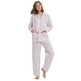 thumbnail image 1 of GLOBAL Womens 100% Cotton Notch Collar Pajama Set Homewear with Pockets, 2-Piece, Sizes M, 1 of 6
