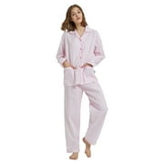 GLOBAL Womens 100% Cotton Pajamas Set Womens PJs Drawstring Sleepwear for Women