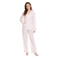thumbnail image 1 of GLOBAL Womens Cotton Pajama Sets Long Sleeve Button Down Sleepwear Comfy Loungewear Soft Pjs Set Elegant Blush Floral L, 1 of 7