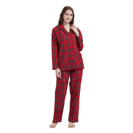 Home Bargains Ladies Tartan Pjs Unique Bargains Women's Pajama Set - Main Image