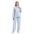 thumbnail image 1 of GLOBAL Women's 100% Cotton Flannel Pajama Set - Cozy Winter 2-Piece Loungewear with Button-Down Top & Pants, Size S-3XL, 1 of 6