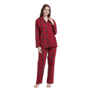 GLOBAL Women's 100% Cotton Flannel Pajama Set - Cozy Winter 2-Piece Loungewear with Button-Down Top & Pants, Size S-3XL