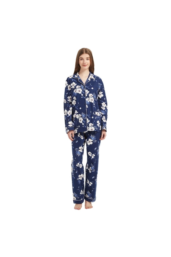 Womens Flannel Cotton Pajama Set Long PJs Flannel Loungewear Sleepwear,Size S-3XL
