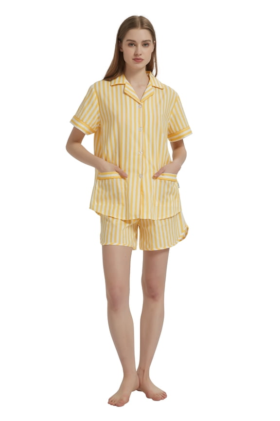 Womens Pajama Set Short Sleeve PJs for Women cotton Pajamas Summer Sleepwear, 2-Piece, Sizes S to 3X