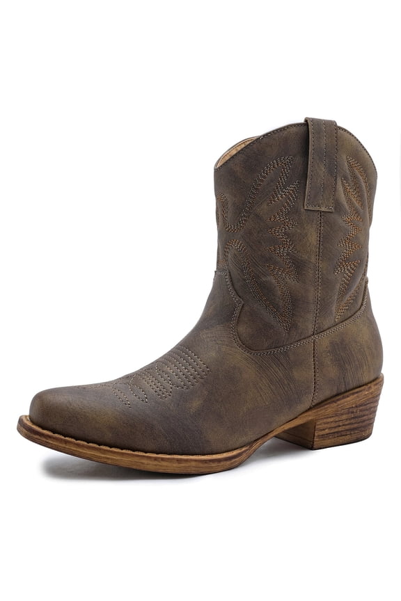 GLOBALWIN Brown Cowgirl Boots Square Toe Brown Cowboy Boots For Women – Western Outfit For Women Everyday Wear Size 11M