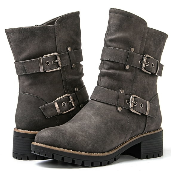 GLOBALWIN Fashion Ankle Boots for Women Grey 9M