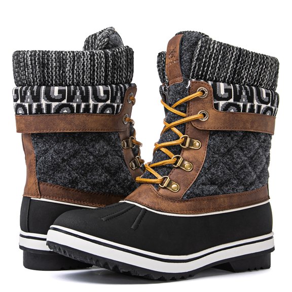 GLOBALWIN Snow Boots For Women Brown/Prints Women's Winter Boots 6M
