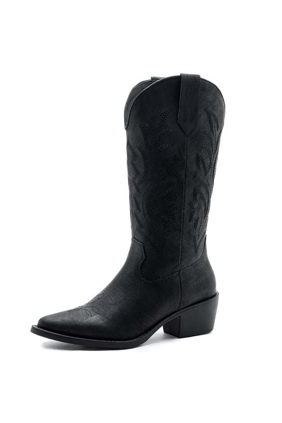 GLOBALWIN Women’s Black Cowboy Boots Classic Western Boots For Women – Stylish Cowgirl Boots for Outfits Everyday Wear Size 8.5