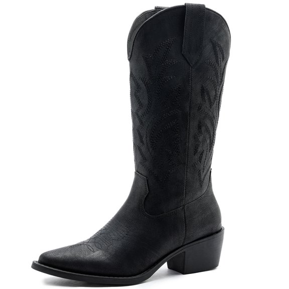 GLOBALWIN Women’s Black Cowboy Boots Classic Western Boots For Women – Stylish Cowgirl Boots for Outfits Everyday Wear Size 8