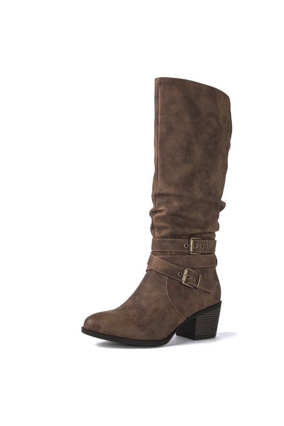 GLOBALWIN Women's Camel Western Knee High Cowboy Cowgirl Boots 7.5M
