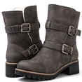 thumbnail image 1 of GLOBALWIN Women's Fur Boots Fashion Combat Ankle Boots for Women Grey 8.5M, 1 of 8