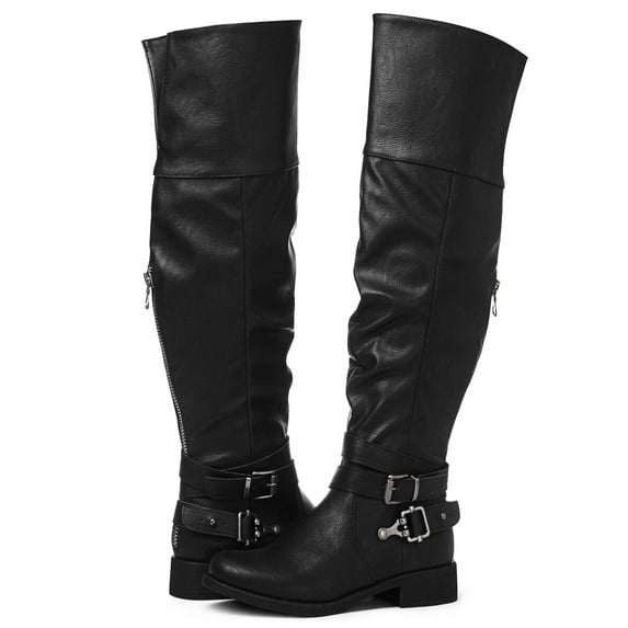 GLOBALWIN Women's Over-The-Knee Boots Black Thigh High Boots 7.5M