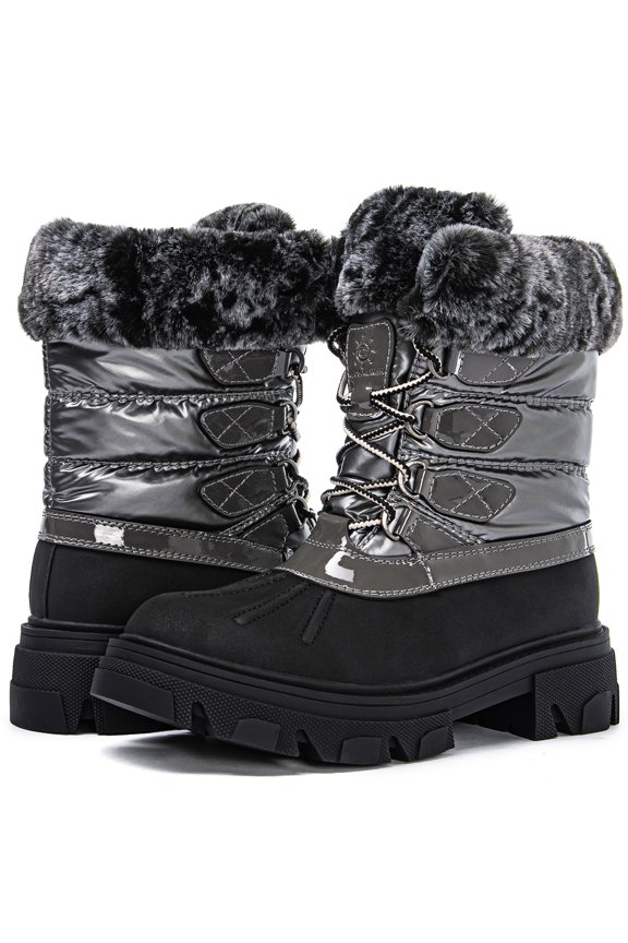 GLOBALWIN Women's Snow Boots Ankle Winter Boots For Women Grey 9M
