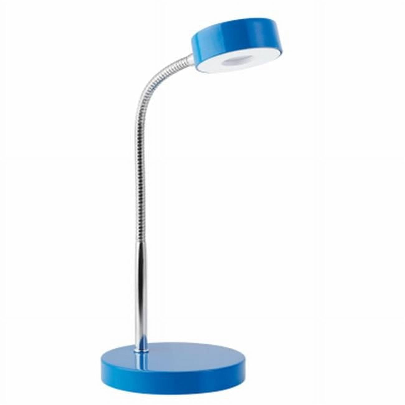 Glossy Blue Adjustable LED Clip-on Desk Lamp with Chrome Gooseneck