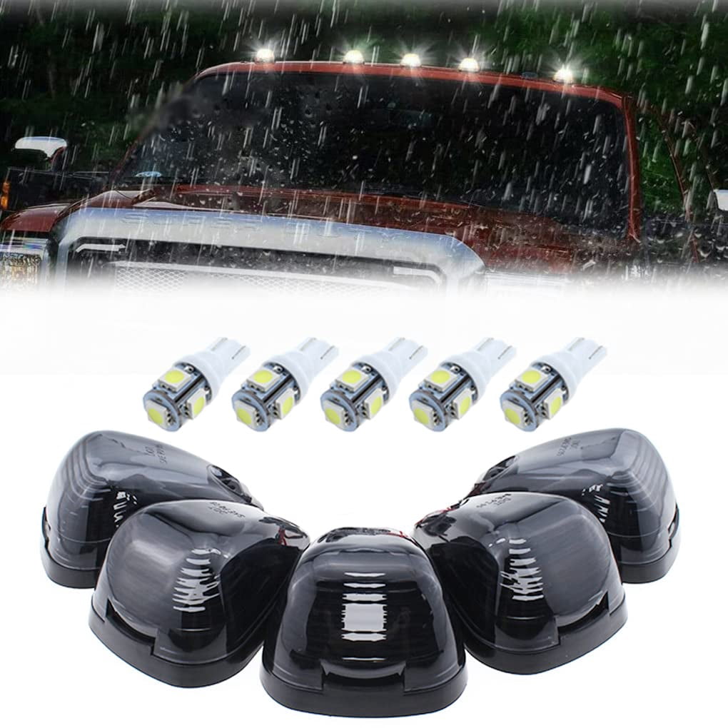 Smoked Cab Roof Running Marker Light Covers For Ford F250 F350 Super Duty – 5-Piece LED