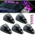 GLOFE 5X Black Smoke YPF5 Lens Cab Roof Marker Lamps w/Pink Purple LED