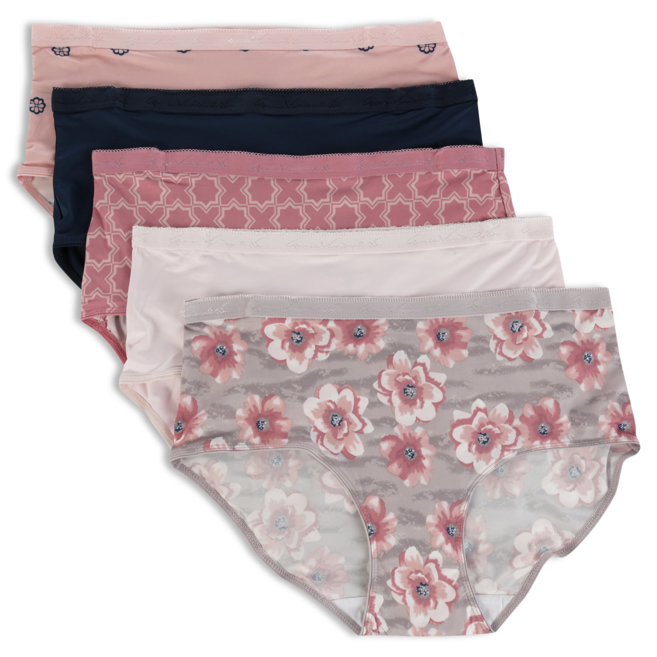 GLORIA VANDERBILT Women's Plus Size 5-Pack Tag Free Micro Brief Underwear  Set