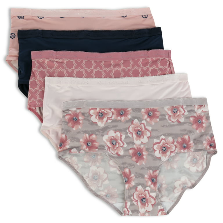 GLORIA VANDERBILT Women's Plus Size 3-Pack Micro Floral Brief Underwear Set  