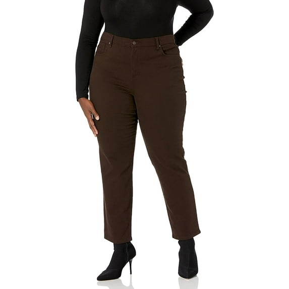 GLORIA VANDERBILT Womens Classic Amanda High Rise Tapered Jean 16 Petite Coffee Roast