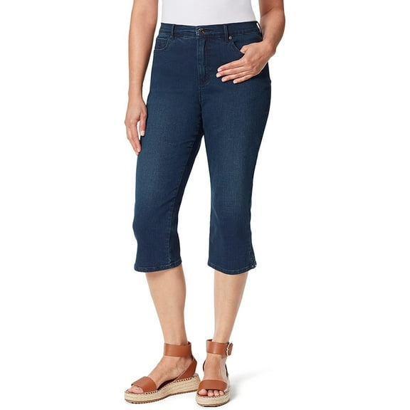 GLORIA VANDERBILT Womens Navy Zippered Pocketed Vented Hem Capri Jeans 4