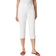 thumbnail image 1 of GLORIA VANDERBILT Womens White Denim Zippered Pocketed Slimming Split Hem Capri Jeans 10, 1 of 2