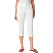 GLORIA VANDERBILT Womens White Denim Zippered Pocketed Slimming Split Hem Capri Jeans 8
