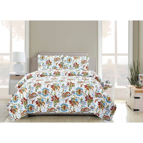 GLORY HOME-3 PIECE PRINTED QUILT SET
