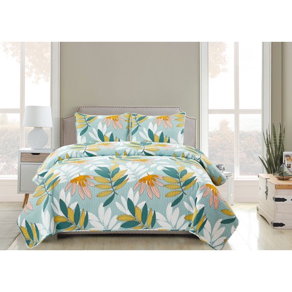 GLORY HOME-3 PIECE PRINTED QUILT SET