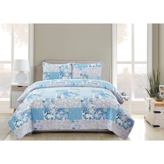 GLORY HOME-3 PIECE PRINTED QUILT SET