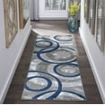 thumbnail image 1 of GLORY RUGS Area Rug Modern 2x7 Navy Circles Geometry Soft Hand Carved Contemporary Floor Carpet Fluffy Texture for Indoor Living Dining Room and Bedroom Area, 1 of 2