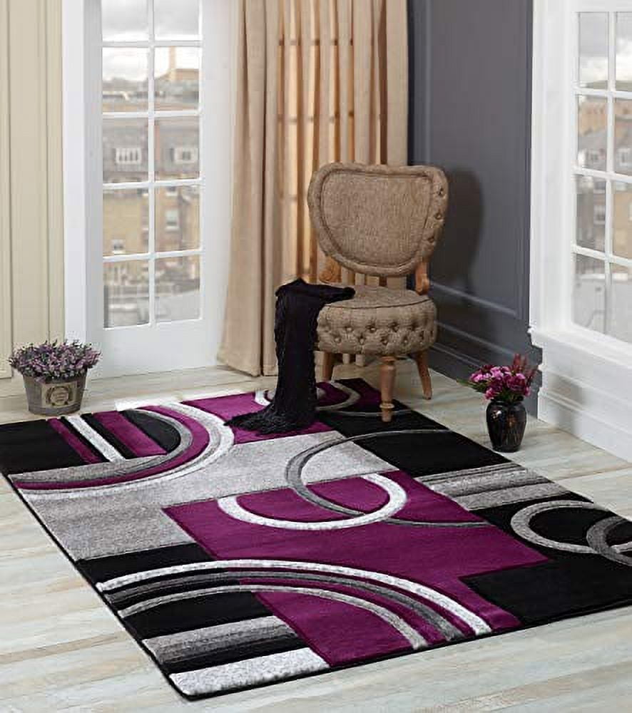 GLORY RUGS Area Rug Modern 2x7 Purple Soft Hand Carved Contemporary ...
