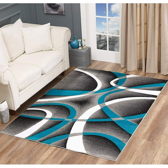 GLORY RUGS Area Rug Modern 2x7 Turquoise Soft Contemporary Floor Carpet for Indoor Living Dining Room and Bedroom Area