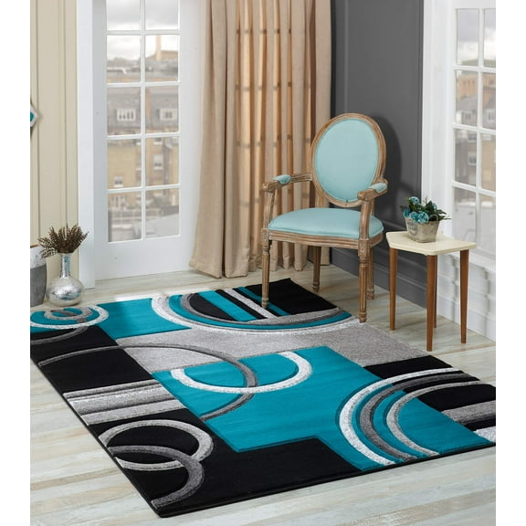 GLORY RUGS Area Rug Modern 2x7 Turquoise Soft Hand Carved Contemporary Floor Carpet with Premium Fluffy Texture for Indoor Living Dining Room and Bedroom Area