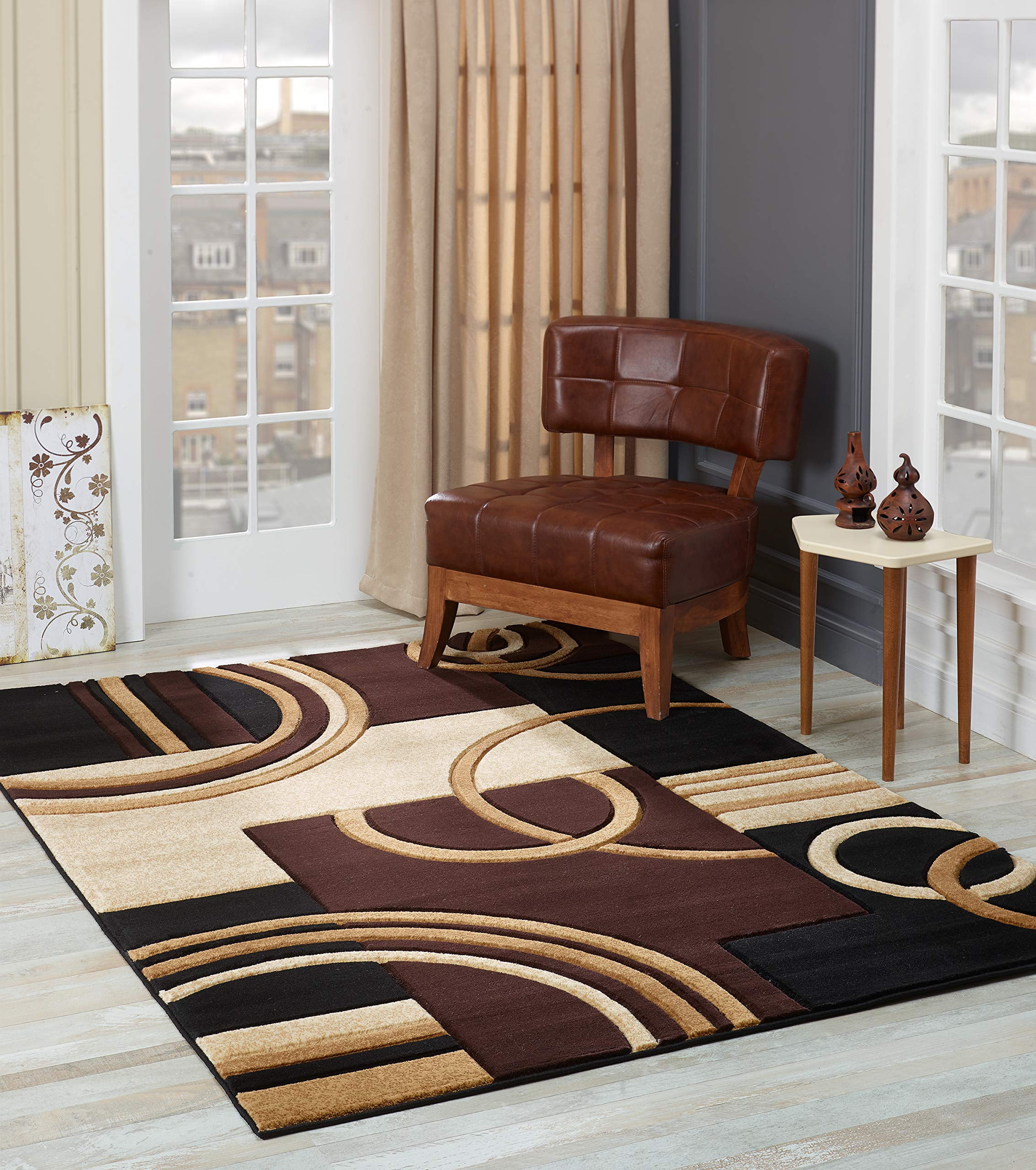 GLORY RUGS Area Rug Modern 5x7 Brown Soft Hand Carved Contemporary