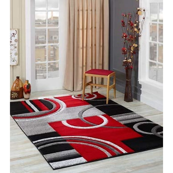 GLORY RUGS Area Rug Modern Soft Hand Carved Contemporary Floor Carpet with Premium Fluffy Texture for Indoor Living Dining Room and Bedroom Area (4x6, Red)