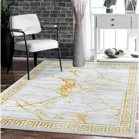 GLORY RUGS Area Rugs Marble 2x3 Cream Gold Carpet Modern Abstract Rug Living Room Dining Bedroom Rug