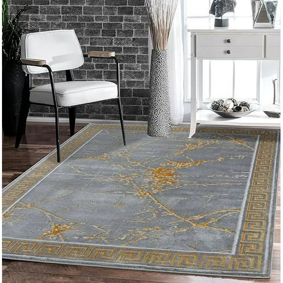 GLORY RUGS Area Rugs Marble 4x5 Grey Gold Carpet Modern Abstract Rug Living Room Dining Bedroom Rug